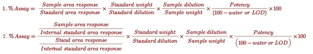 assay calculation formulae