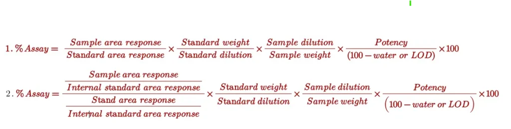 assay calculation formulae