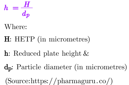 Reduced plate height (h)