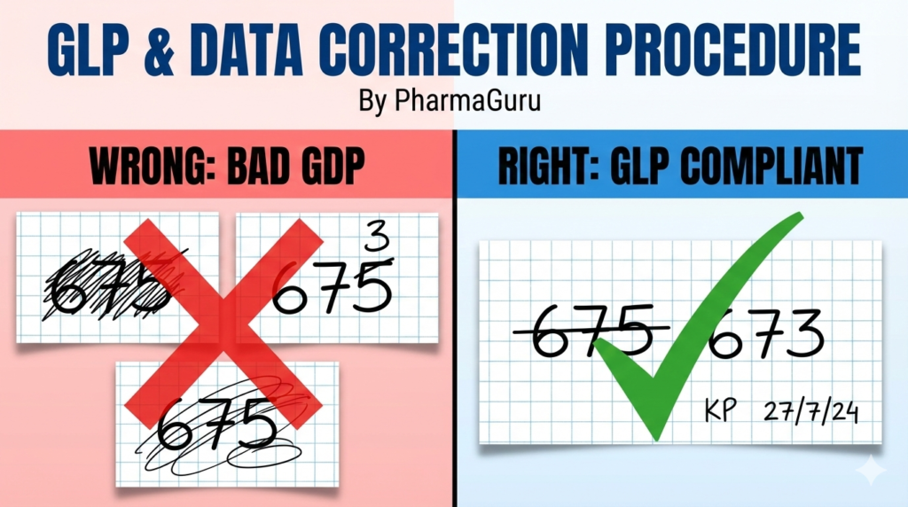 Data correction compliance comparison chart: Good Laboratory Practice (GLP)