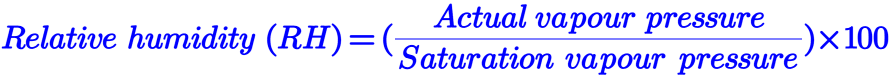 Formula for calculating relative humidity