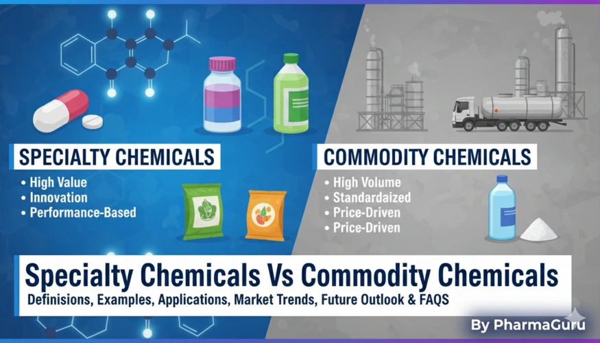 Specialty Chemicals Vs Commodity Chemicals: Definitions, Examples, Applications, Market Trends, Future Outlook & FAQs